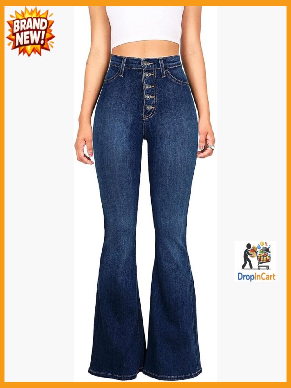 High Waist Flare Bell Bottom Jeans Retro Stretch Wide Leg Denim Pants
